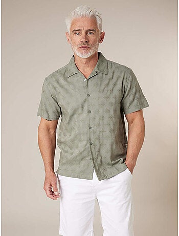 Chemise manches courtes homme motif jacquard discret 'Deeluxe'