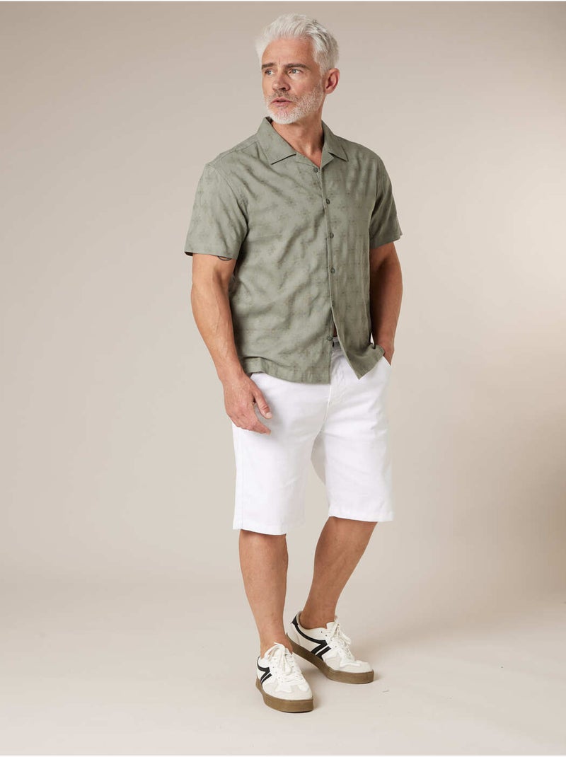 Chemise manches courtes homme motif jacquard discret 'Deeluxe' Vert tilleul - Kiabi