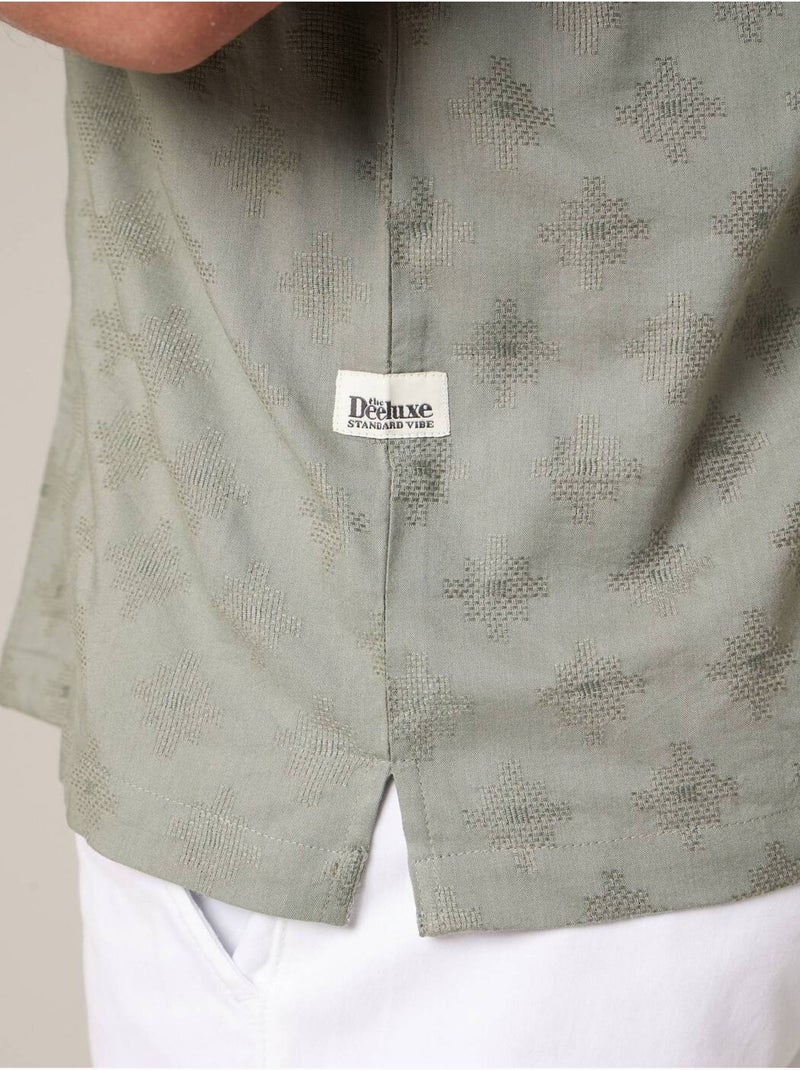 Chemise manches courtes homme motif jacquard discret 'Deeluxe' Vert tilleul - Kiabi