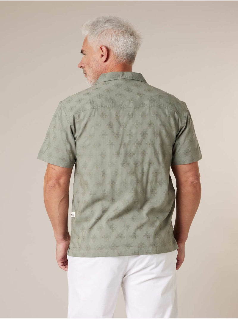 Chemise manches courtes homme motif jacquard discret 'Deeluxe' Vert tilleul - Kiabi