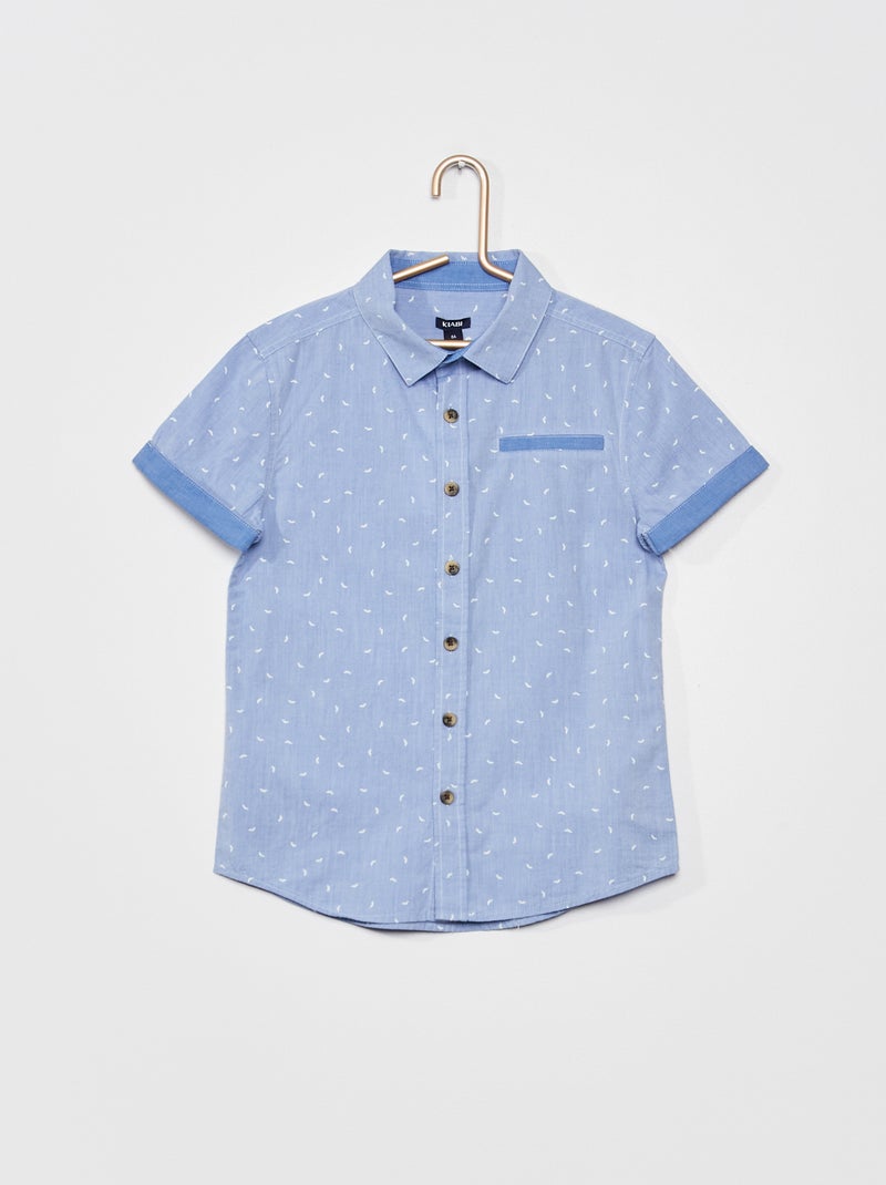 Chemise manches courtes imprimé 'moustache' Bleu - Kiabi