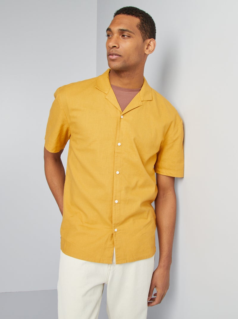 Chemise manches courtes Jaune - Kiabi