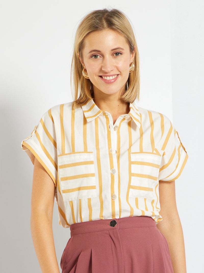 Chemise manches courtes jaune - Kiabi