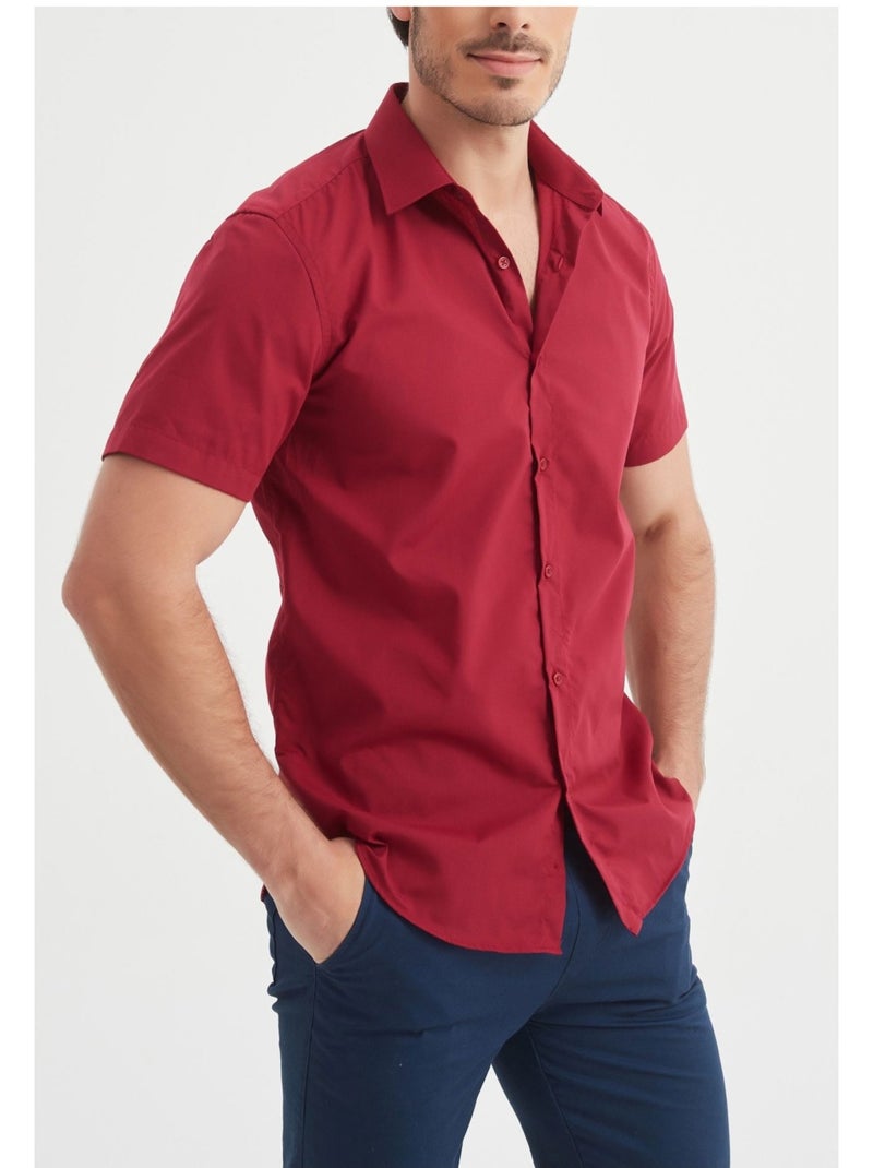 Chemise Manches Courtes Kebello Bordeaux - Kiabi