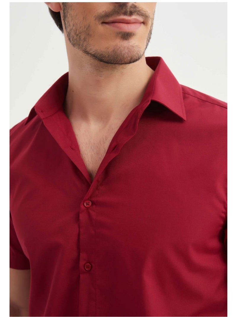Chemise Manches Courtes Kebello Bordeaux - Kiabi
