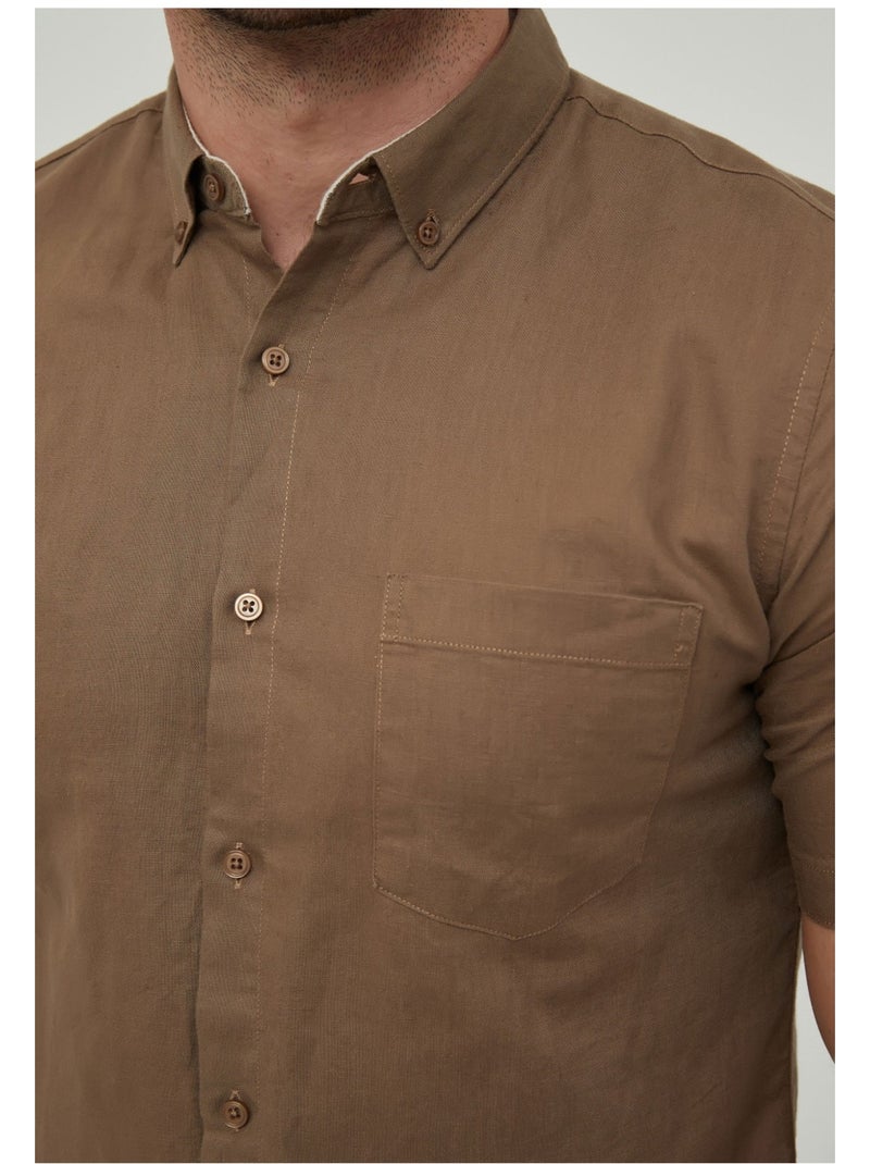 Chemise Manches Courtes Kebello Marron - Kiabi