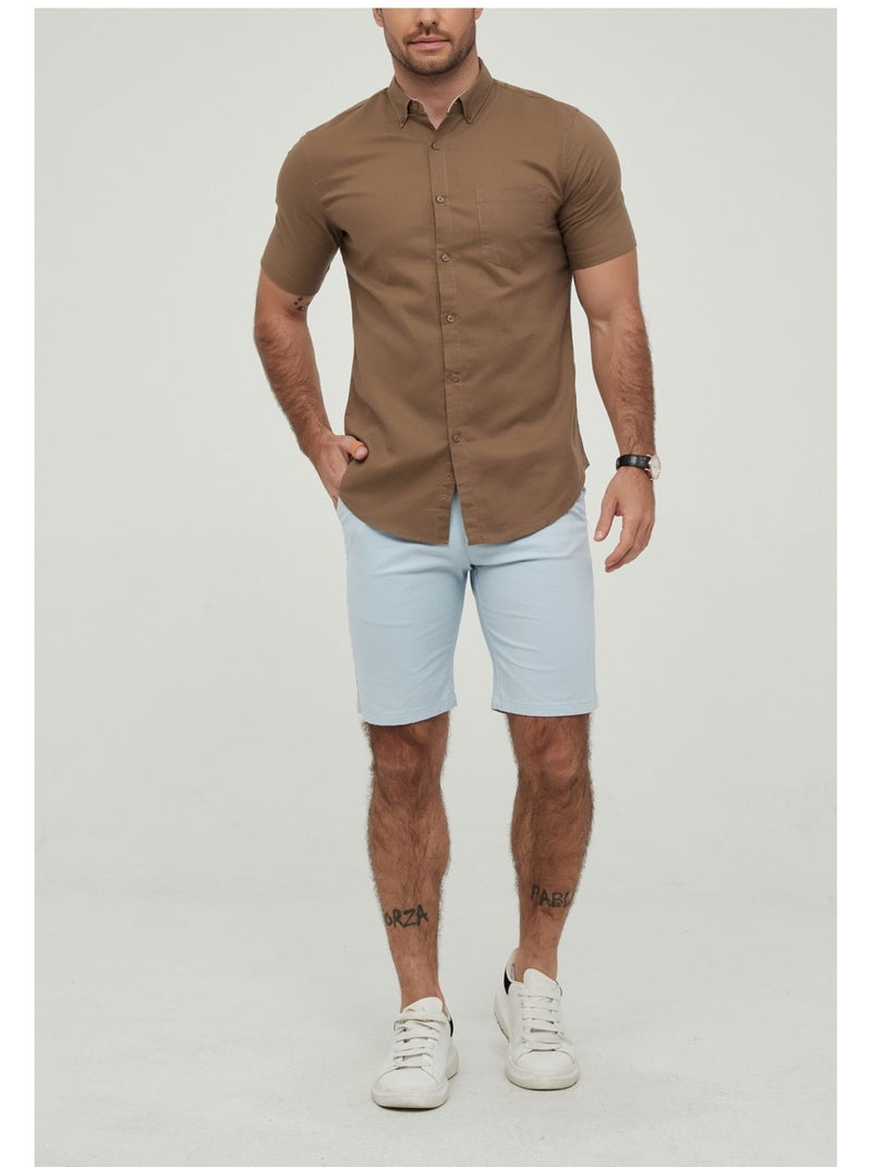 Chemise Manches Courtes Kebello Marron - Kiabi