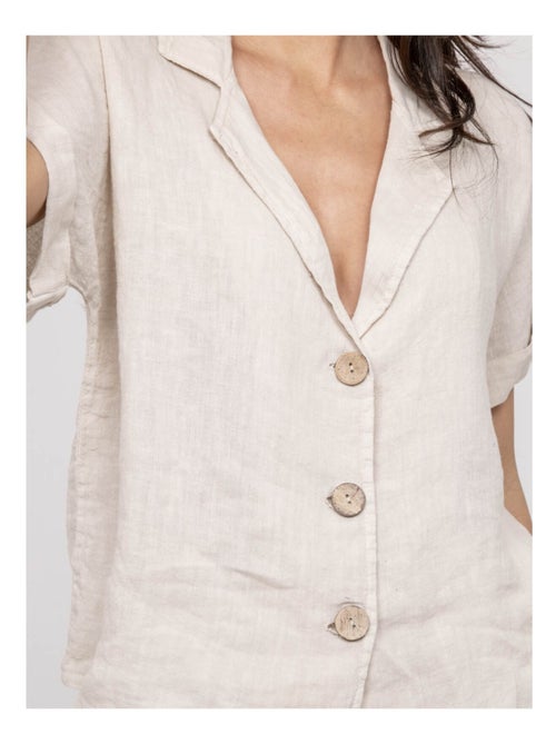 Chemise manches courtes lin OTTILIA - Kiabi
