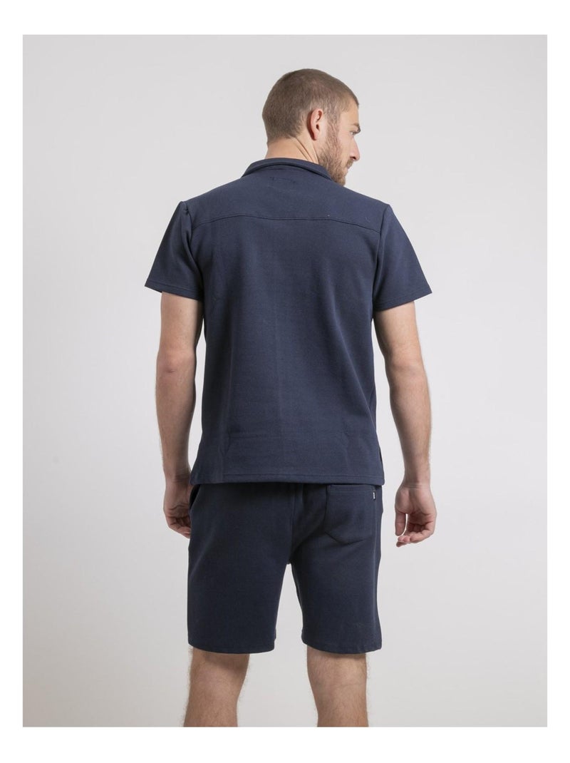 Chemise manches courtes maille coton DATACUBA Bleu marine - Kiabi