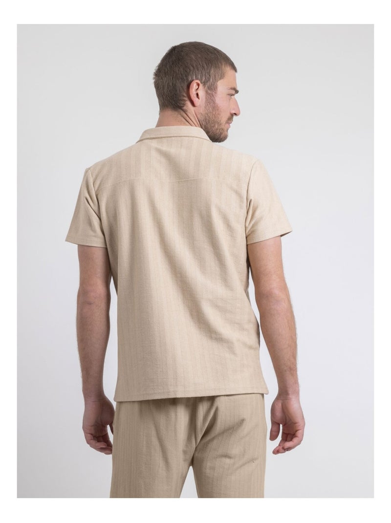 Chemise manches courtes maille coton DOJOPARIS Beige - Kiabi