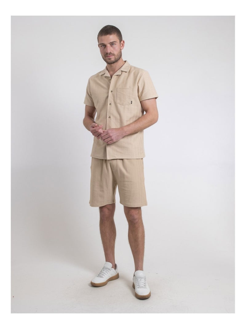 Chemise manches courtes maille coton DOJOPARIS Beige - Kiabi