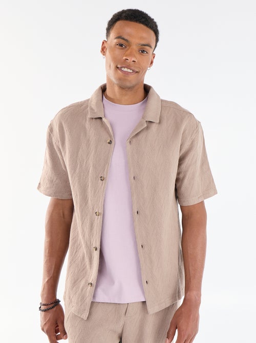 Chemise manches courtes maille jacquard - Kiabi