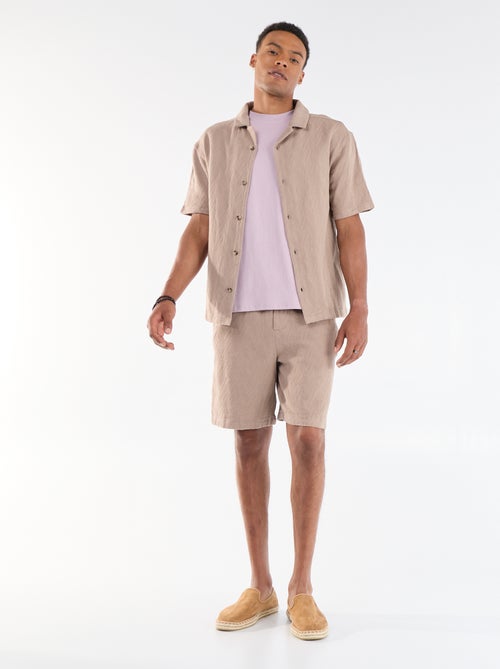 Chemise manches courtes maille jacquard - Kiabi