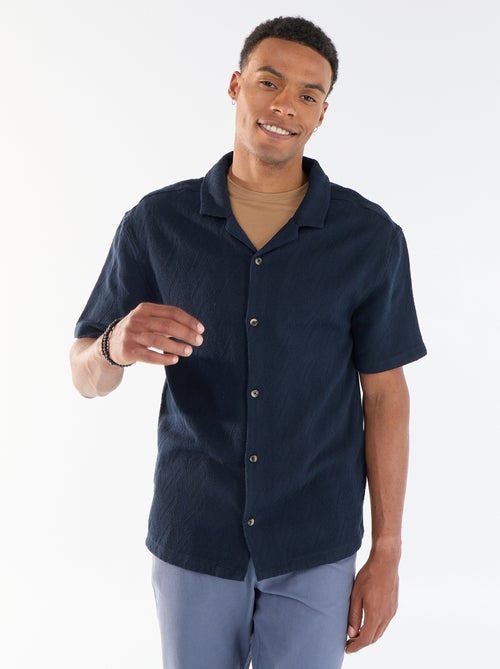Chemise manches courtes maille jacquard - Kiabi