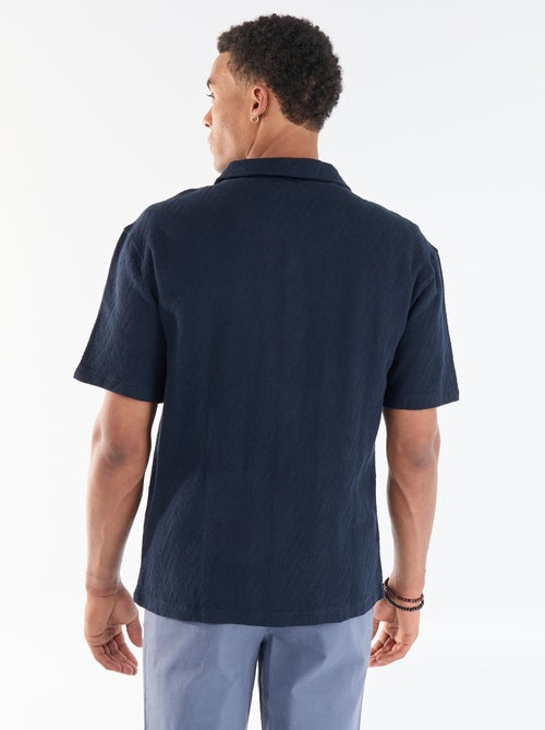 Chemise manches courtes maille jacquard - Kiabi