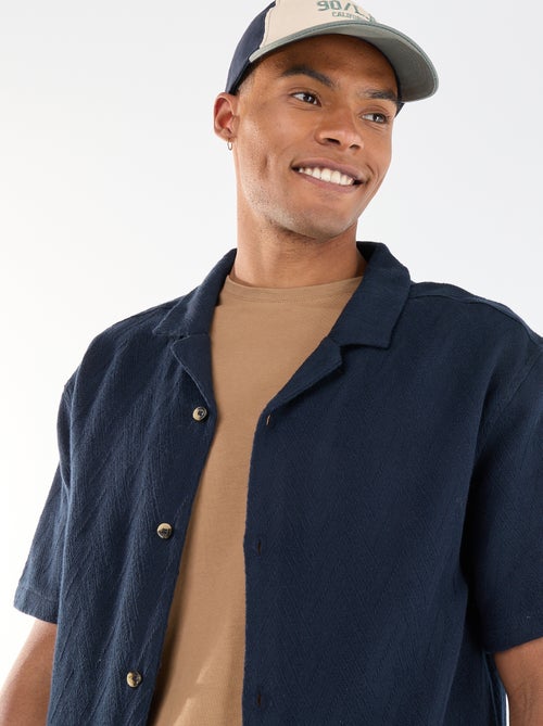 Chemise manches courtes maille jacquard - Kiabi