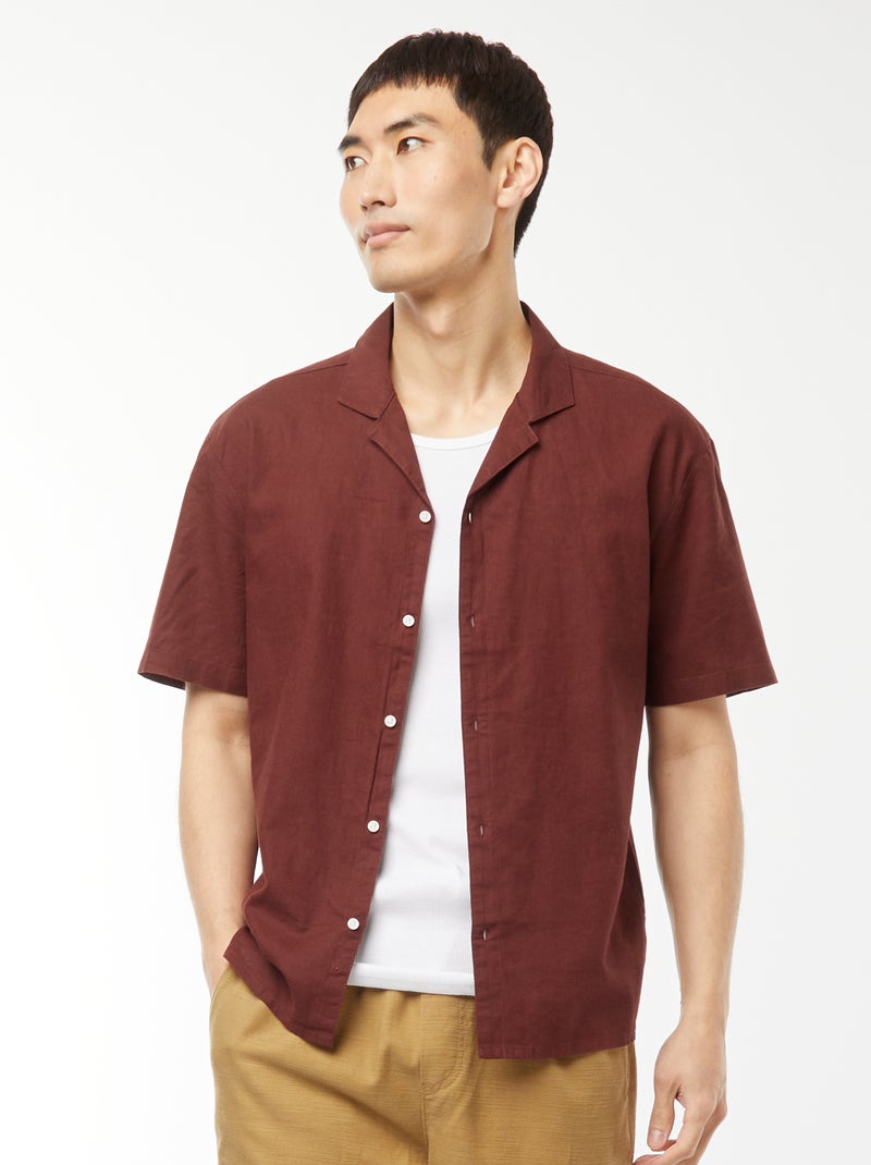 Chemise manches courtes Marron - Kiabi
