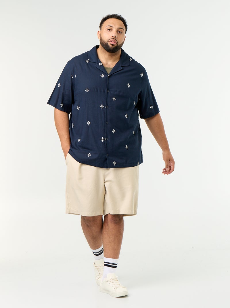 Chemise manches courtes motif Bleu - Kiabi