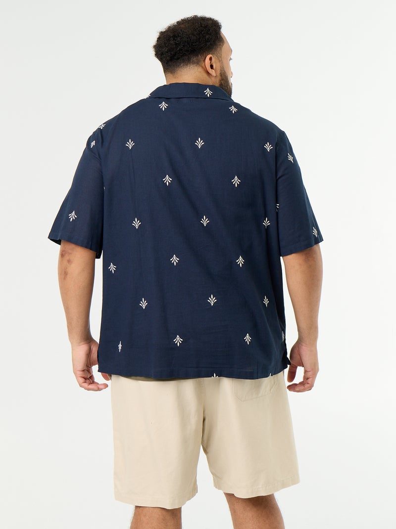Chemise manches courtes motif Bleu - Kiabi