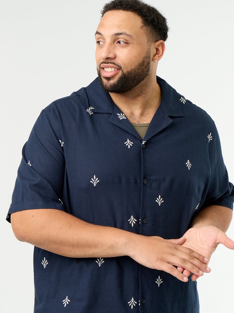 Chemise manches courtes motif Bleu - Kiabi