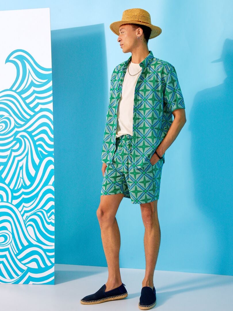 Chemise manches courtes motif Vert - Kiabi