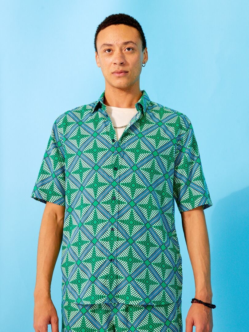 Chemise manches courtes motif Vert - Kiabi