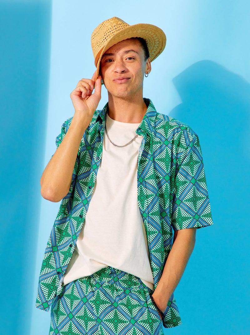Chemise manches courtes motif Vert - Kiabi