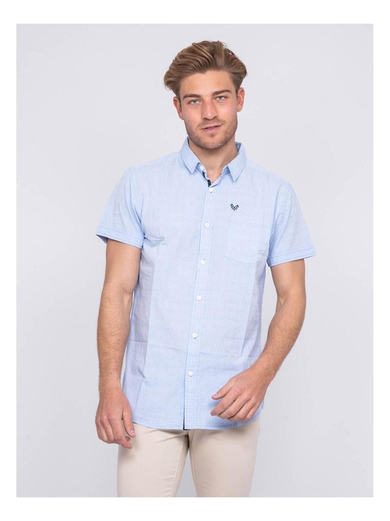 Chemise manches courtes motifs DARIO Bleu ciel - Kiabi