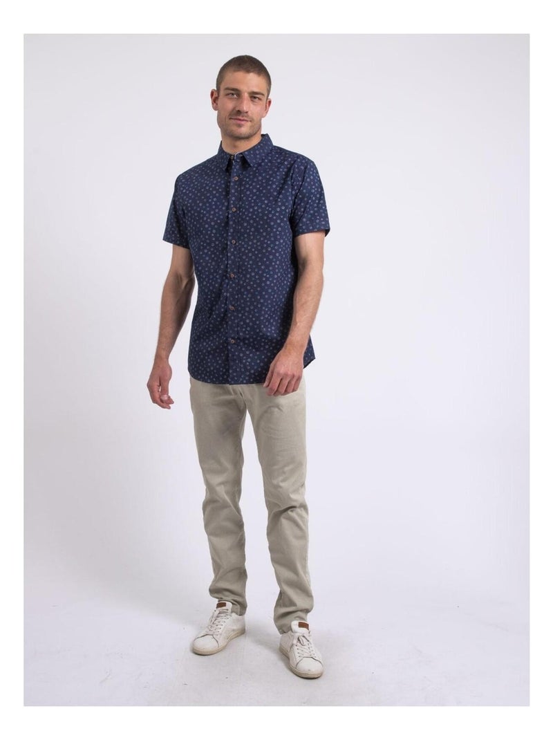 Chemise manches courtes motifs DAXARO Bleu marine - Kiabi