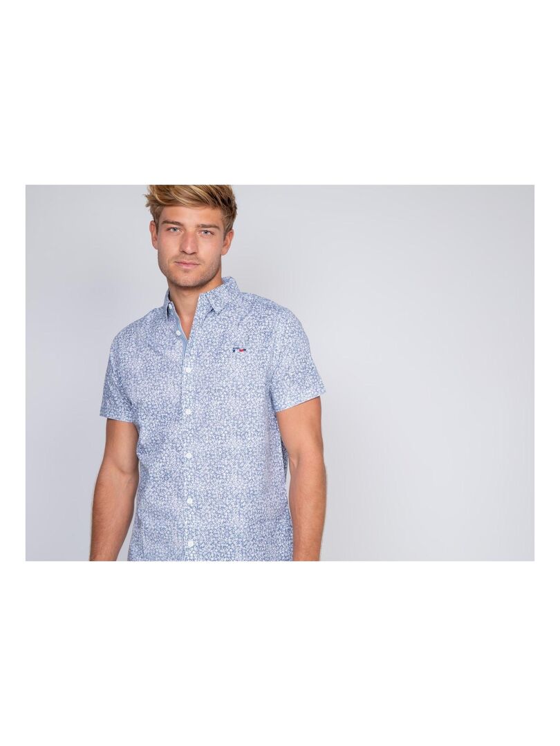 Chemise manches courtes motifs DELOMAN Bleu - Kiabi