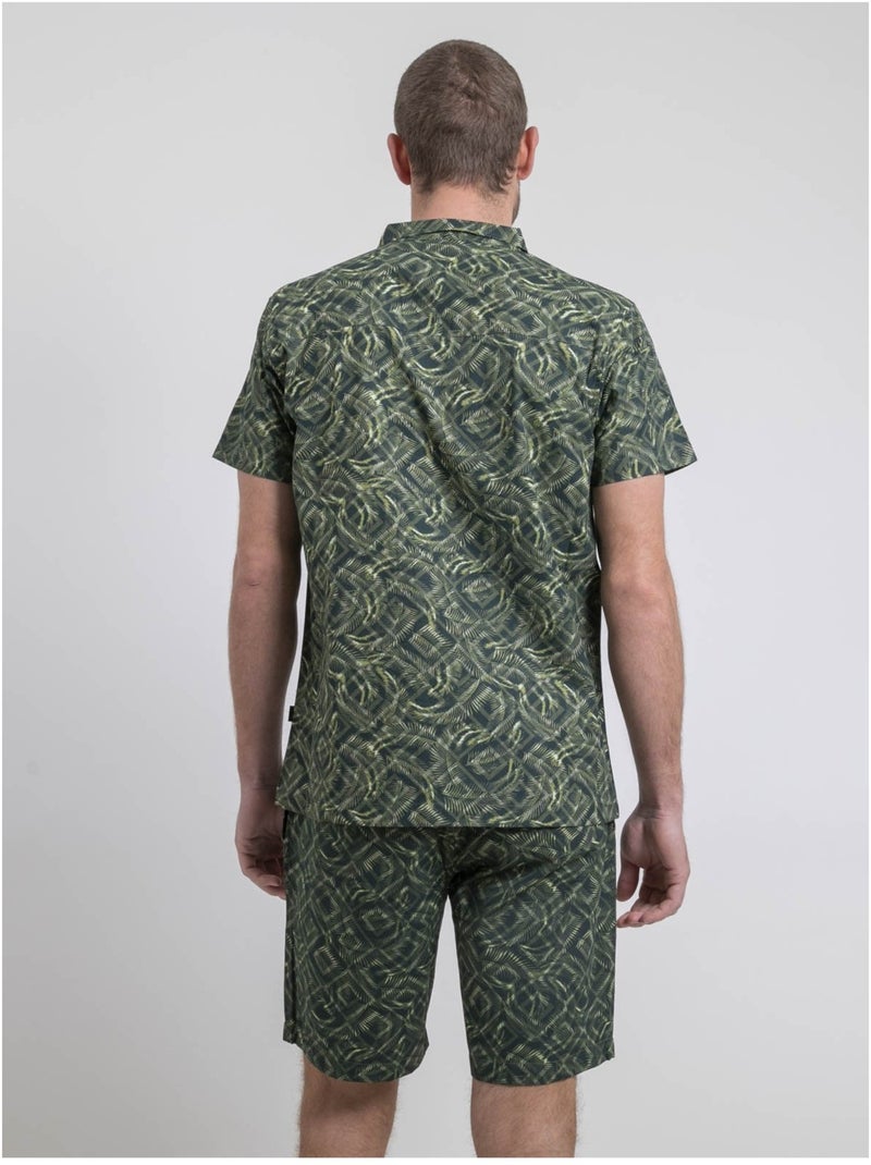 Chemise manches courtes motifs DILTONIK Kaki - Kiabi