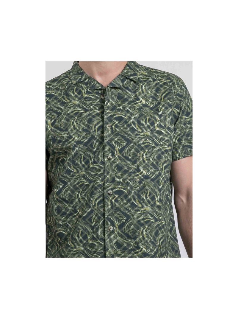 Chemise manches courtes motifs DILTONIK Kaki - Kiabi