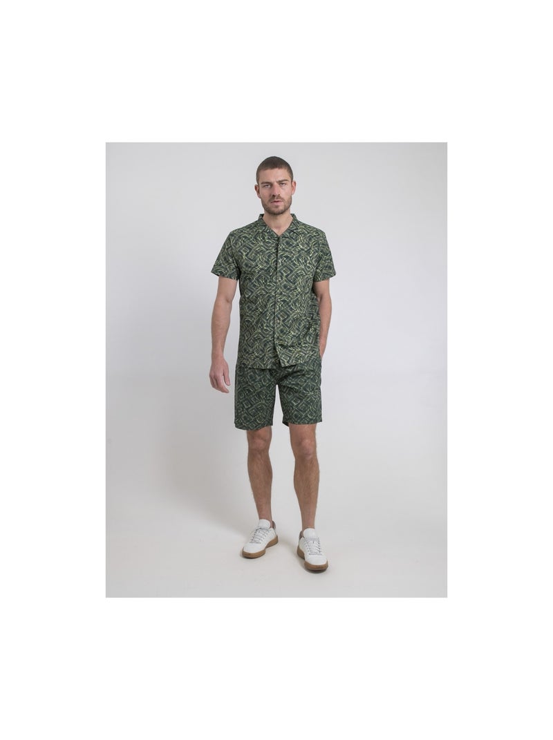 Chemise manches courtes motifs DILTONIK Kaki - Kiabi
