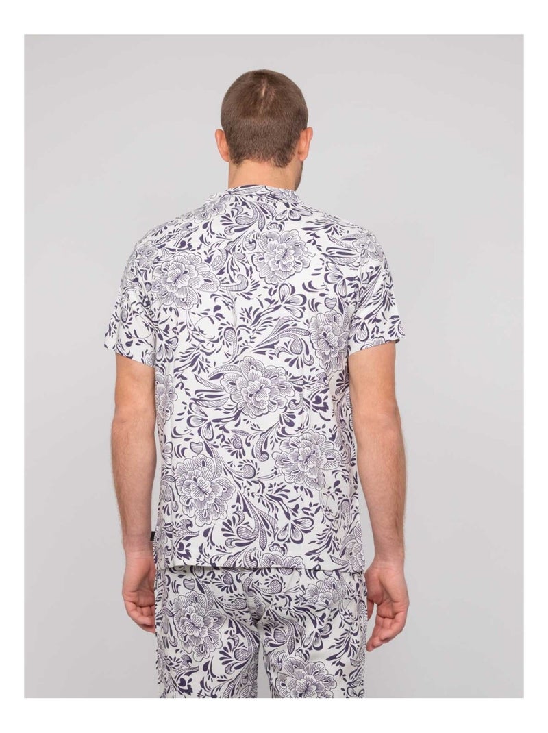 Chemise manches courtes motifs DONUPO Ecru - Kiabi
