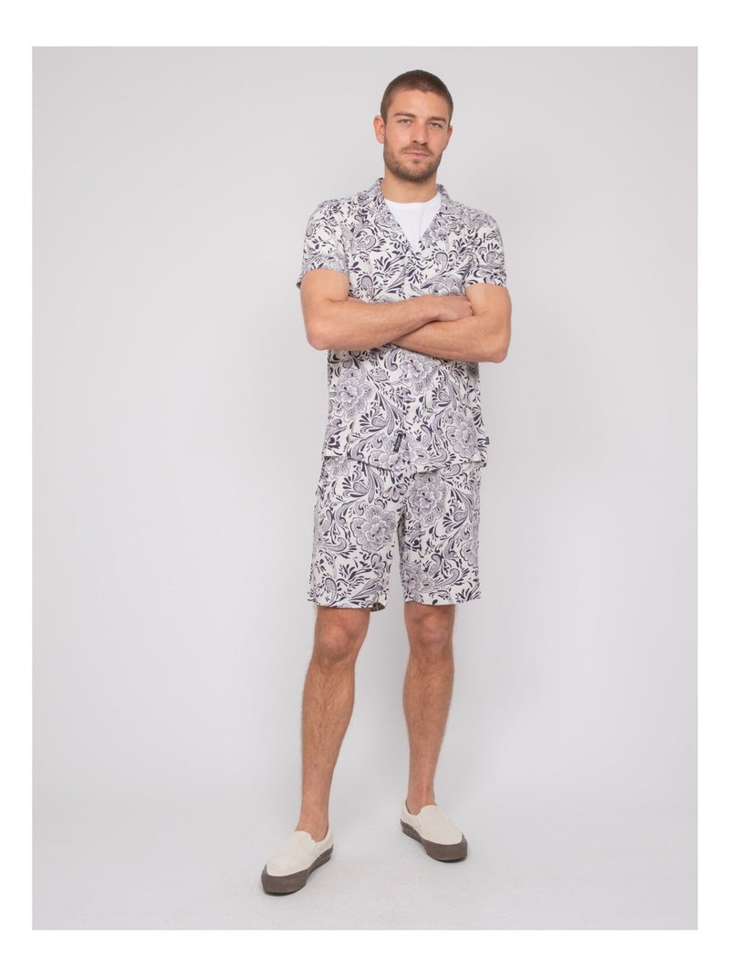 Chemise manches courtes motifs DONUPO Ecru - Kiabi