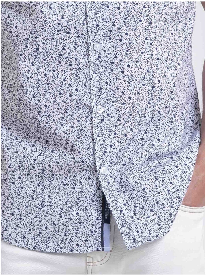 Chemise manches courtes motifs DULAGON Bleu marine - Kiabi