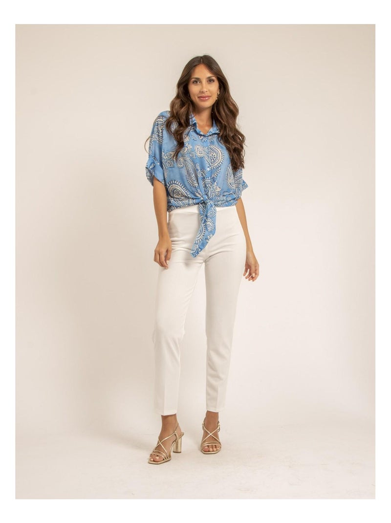 Chemise manches courtes motifs OPILINA Bleu - Kiabi