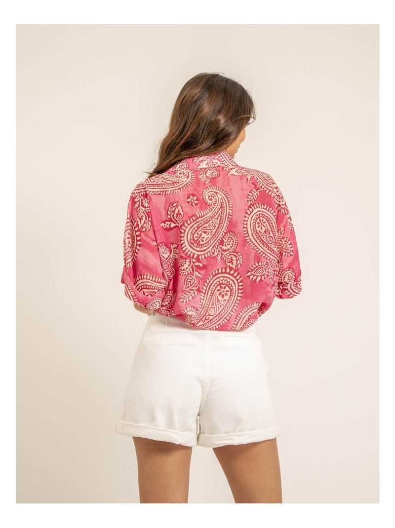 Chemise manches courtes motifs OPILINA Rose fushia - Kiabi