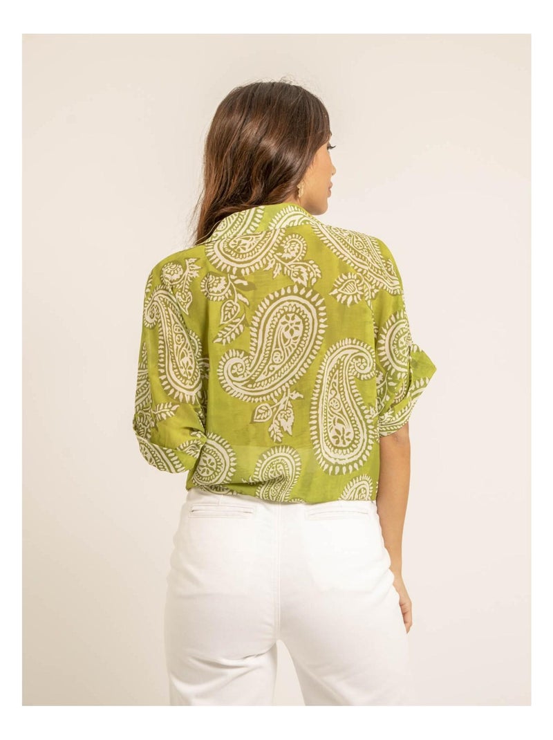 Chemise manches courtes motifs OPILINA Vert - Kiabi