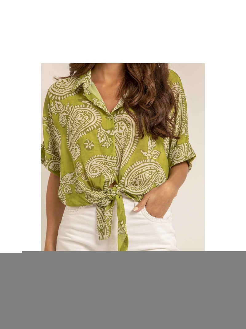 Chemise manches courtes motifs OPILINA Vert - Kiabi