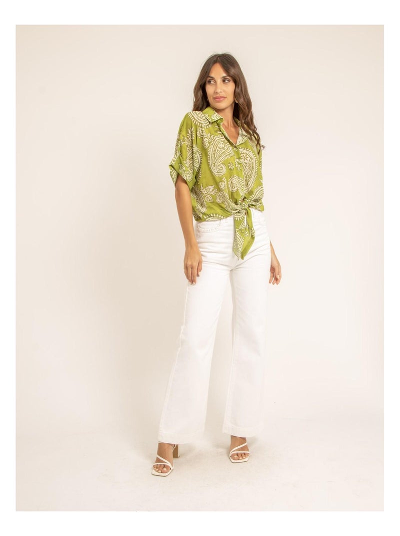 Chemise manches courtes motifs OPILINA Vert - Kiabi