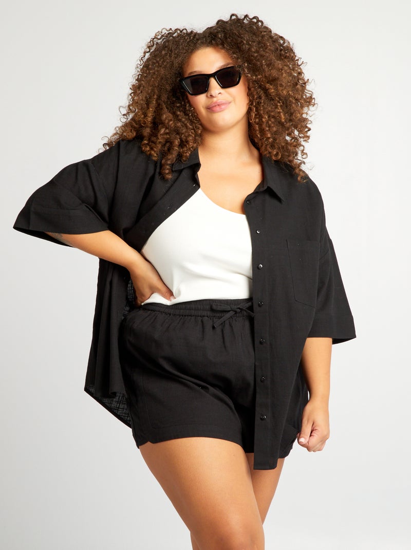 Chemise manches courtes noir - Kiabi