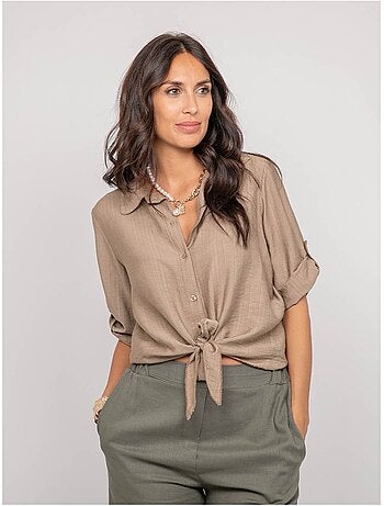 Chemise manches courtes nouée OVELIE