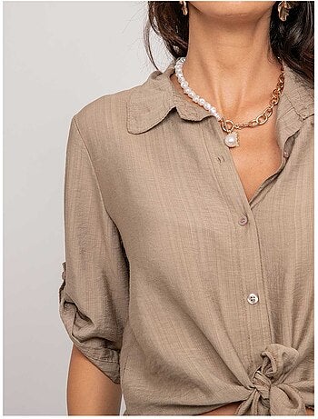 Chemise manches courtes nouée OVELIE