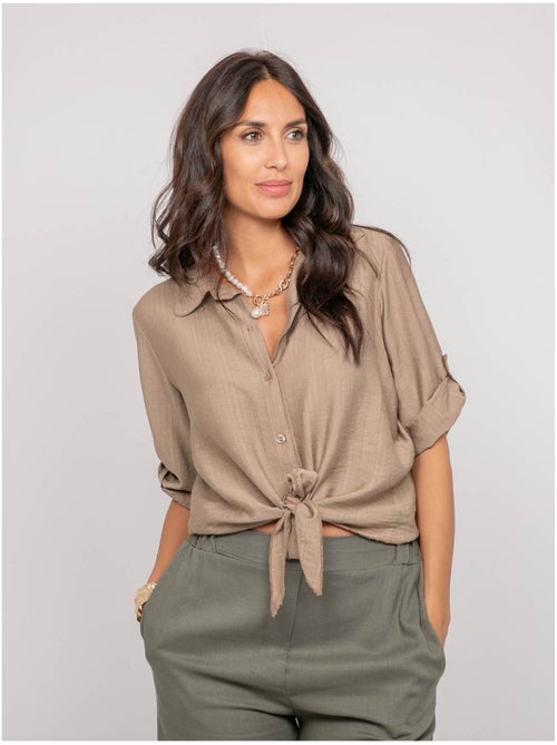 Chemise manches courtes nouée OVELIE - Kiabi Chemise manches courtes nouée OVELIE - Kiabi