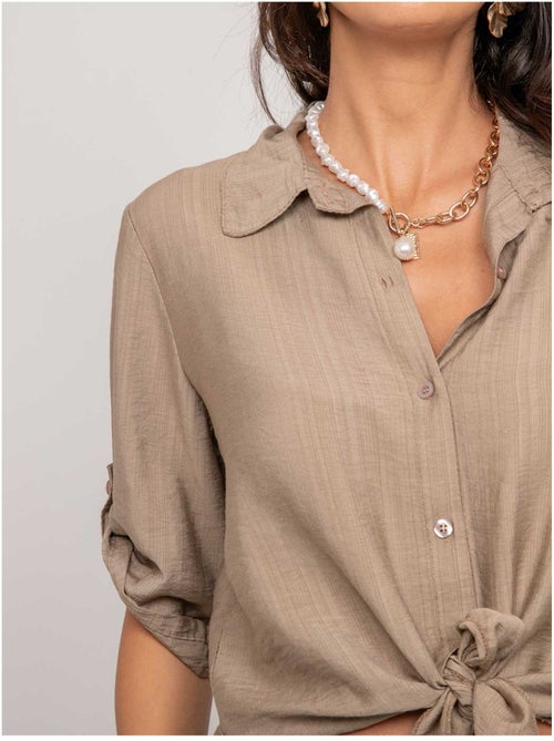 Chemise manches courtes nouée OVELIE - Kiabi Chemise manches courtes nouée OVELIE - Kiabi