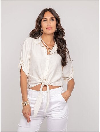 Chemise manches courtes nouée OVELIE