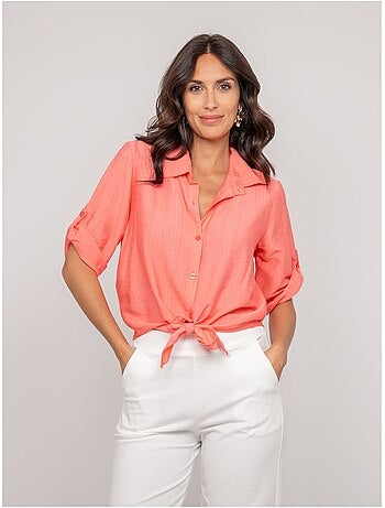 Chemise manches courtes nouée OVELIE