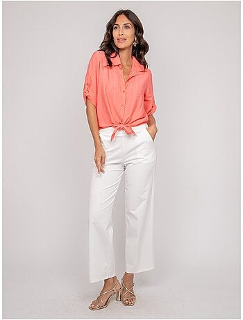 Chemise manches courtes nouée OVELIE