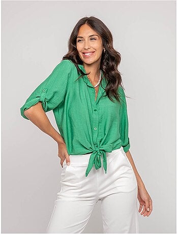 Chemise manches courtes nouée OVELIE